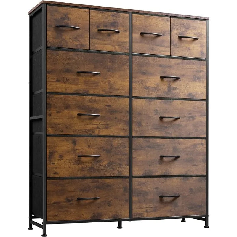 Tall Dresser for Bedroom with 12 Drawers, Dressers & Chests of Drawers, Fabric Dresser for Bedroom, Closet Dressers