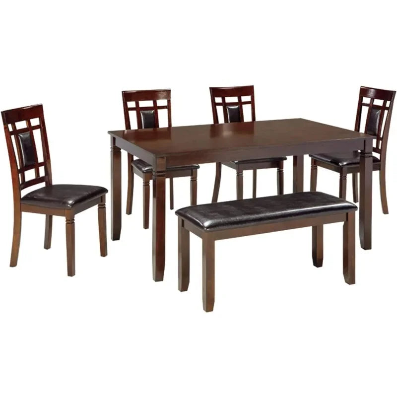 Signature Design by Ashley Bennox Dining Room Set, Includes Table, 4 18" Chairs & Bench, Brown