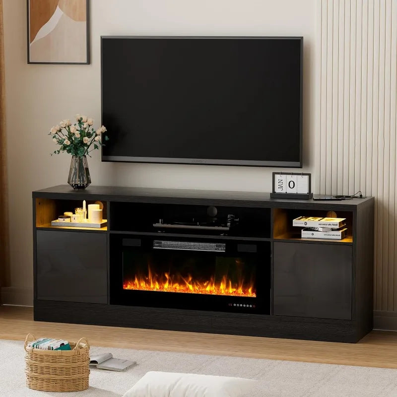 70'' TV Stand with 36'' LED Fireplace for 75+ inch TV