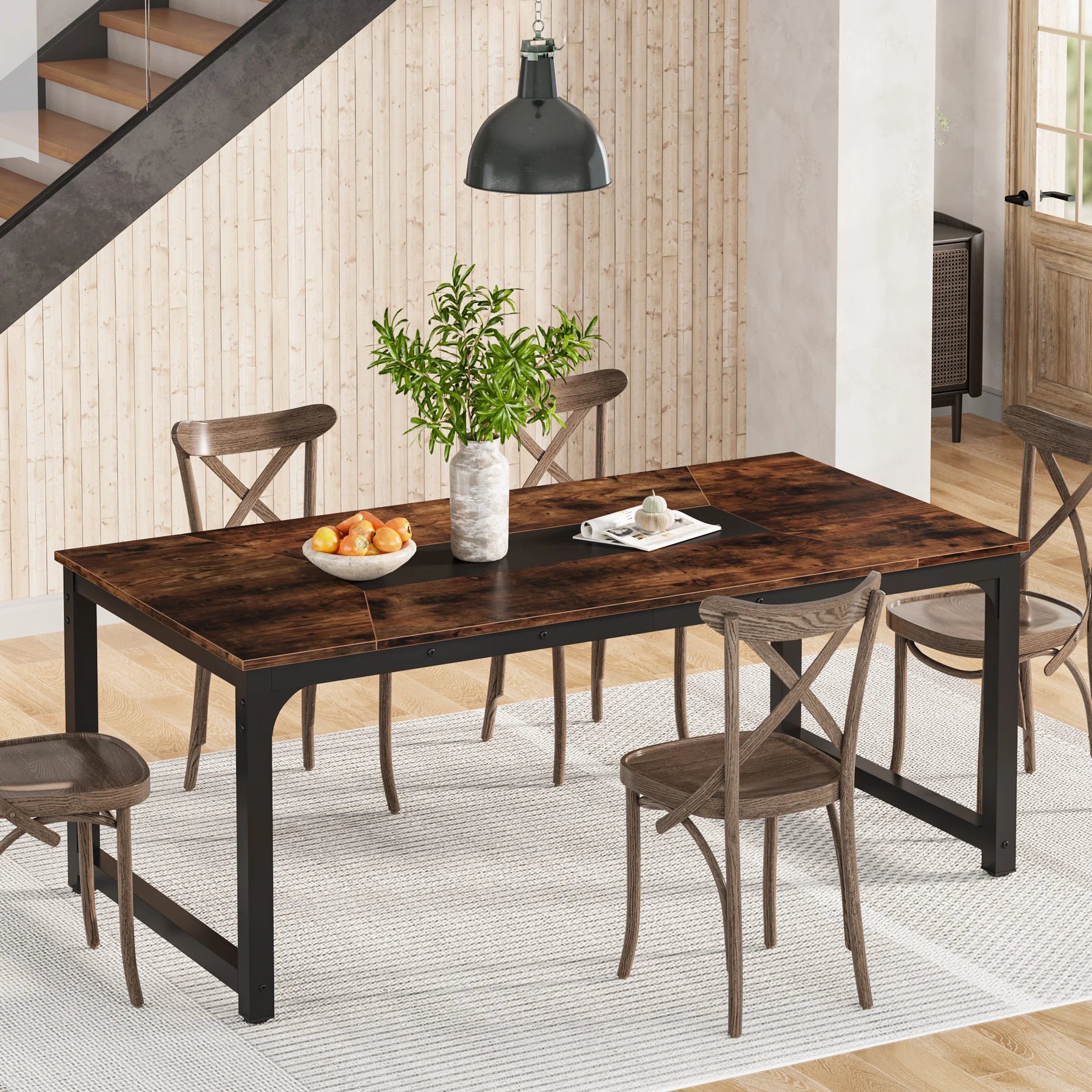 HQ Designs Modern Dining Table with Metal Frame