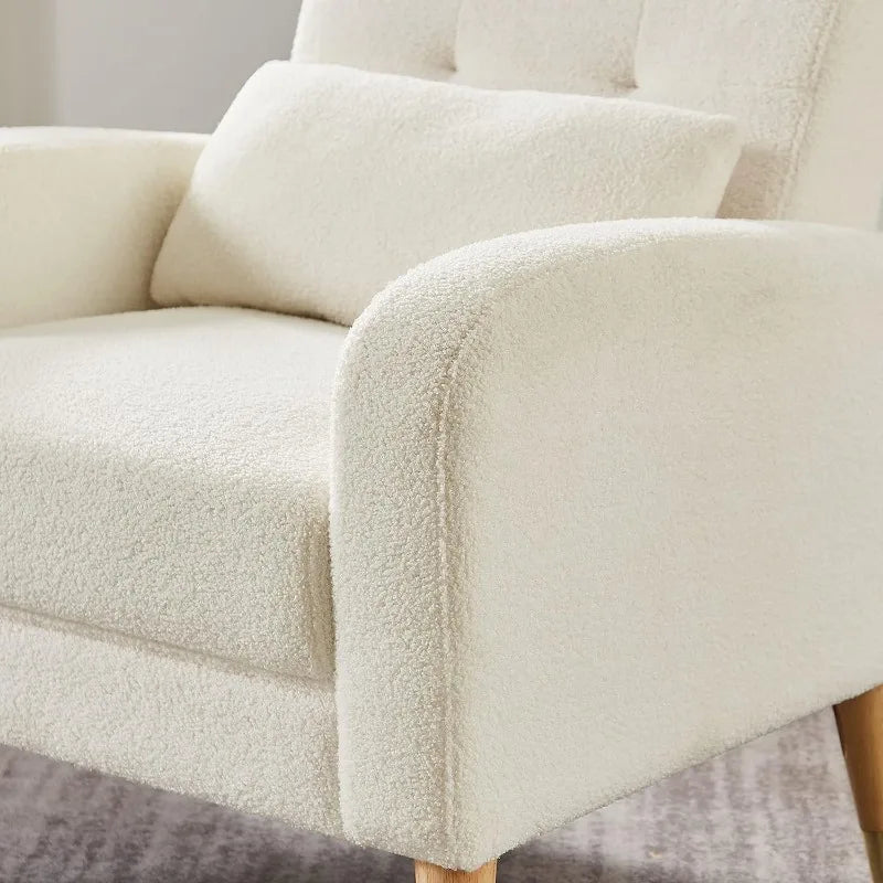 Cloud Comfort: Teddy Bae Soft White Arm Chair