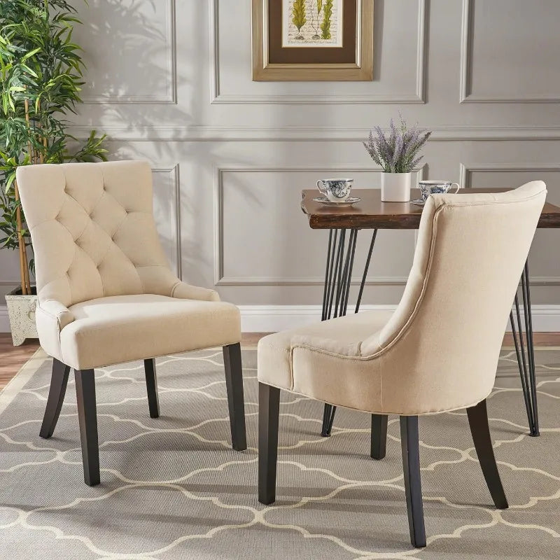 Tobias Home Dining Chairs: Set of 2 in Beige