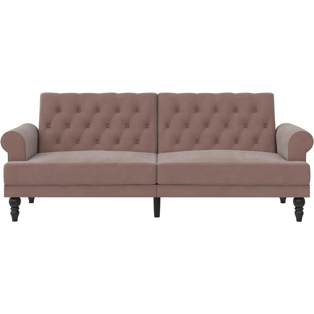 Cassidy Blush Velvet Upholstered Futon