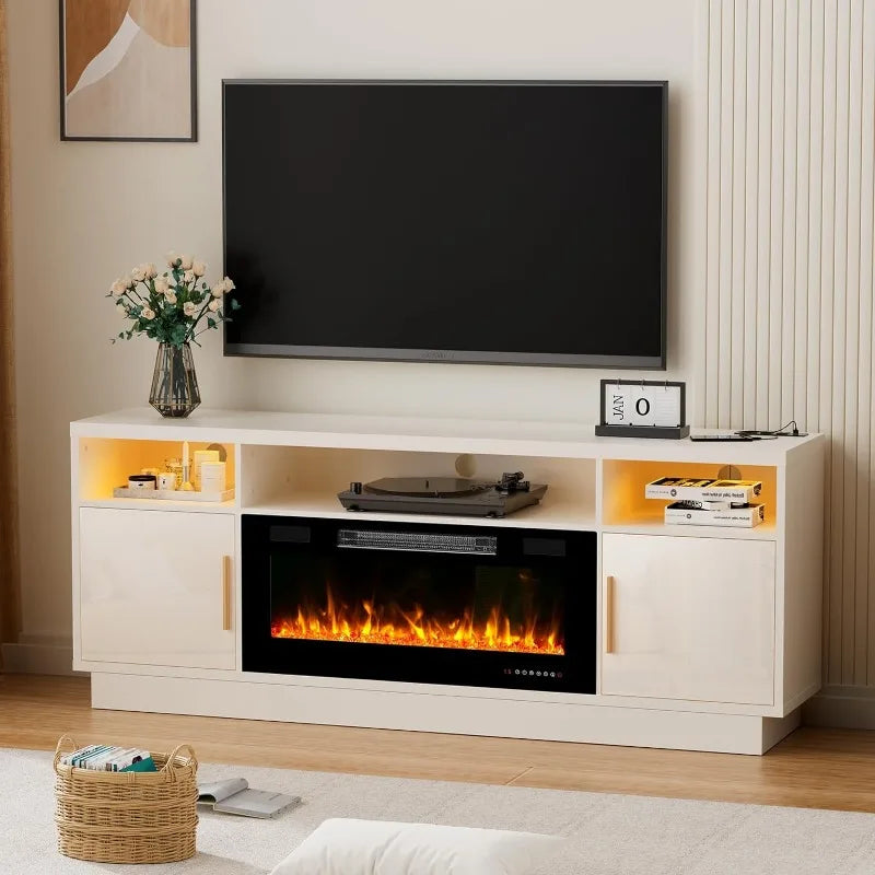 70'' TV Stand with 36'' LED Fireplace for 75+ inch TV