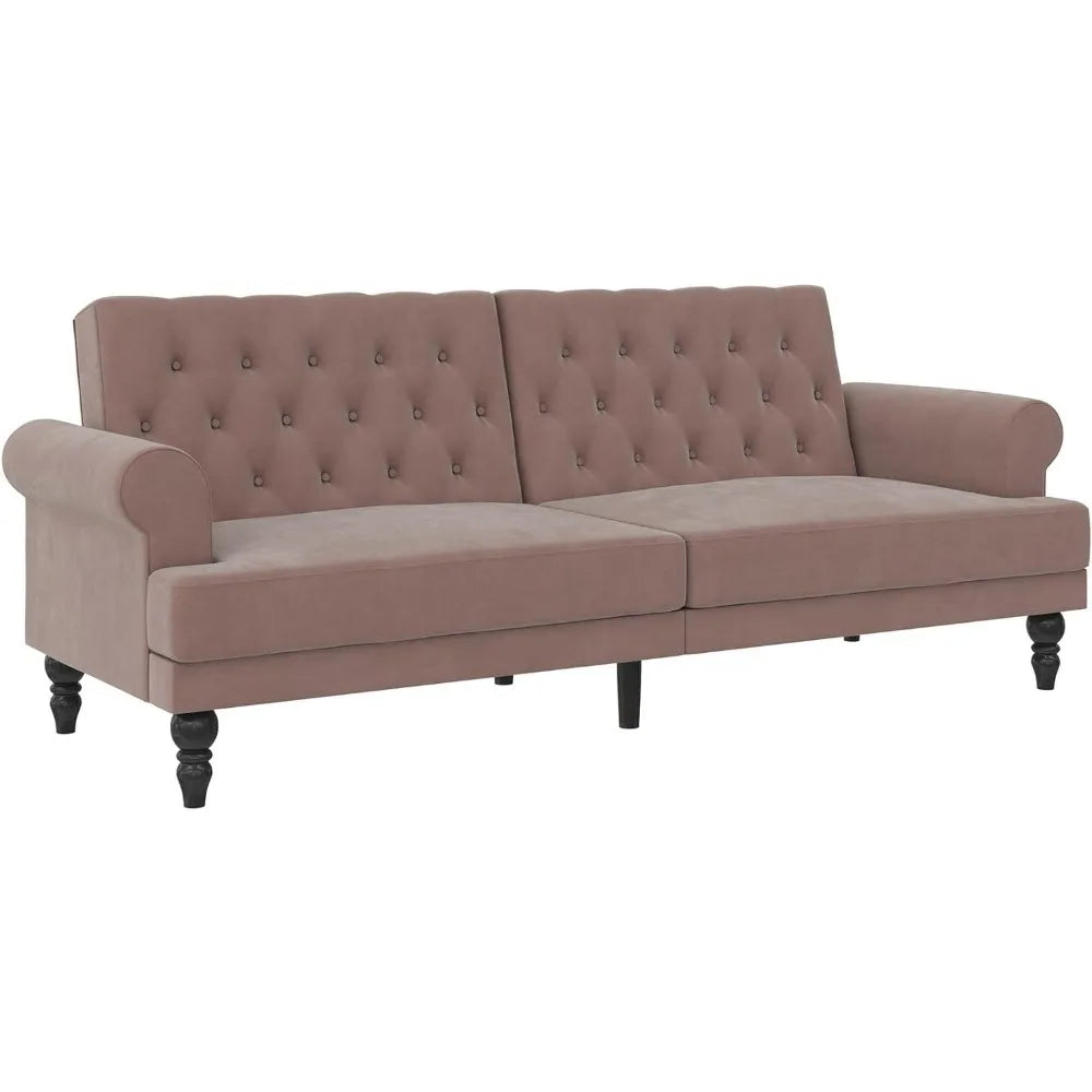 Cassidy Blush Velvet Upholstered Futon