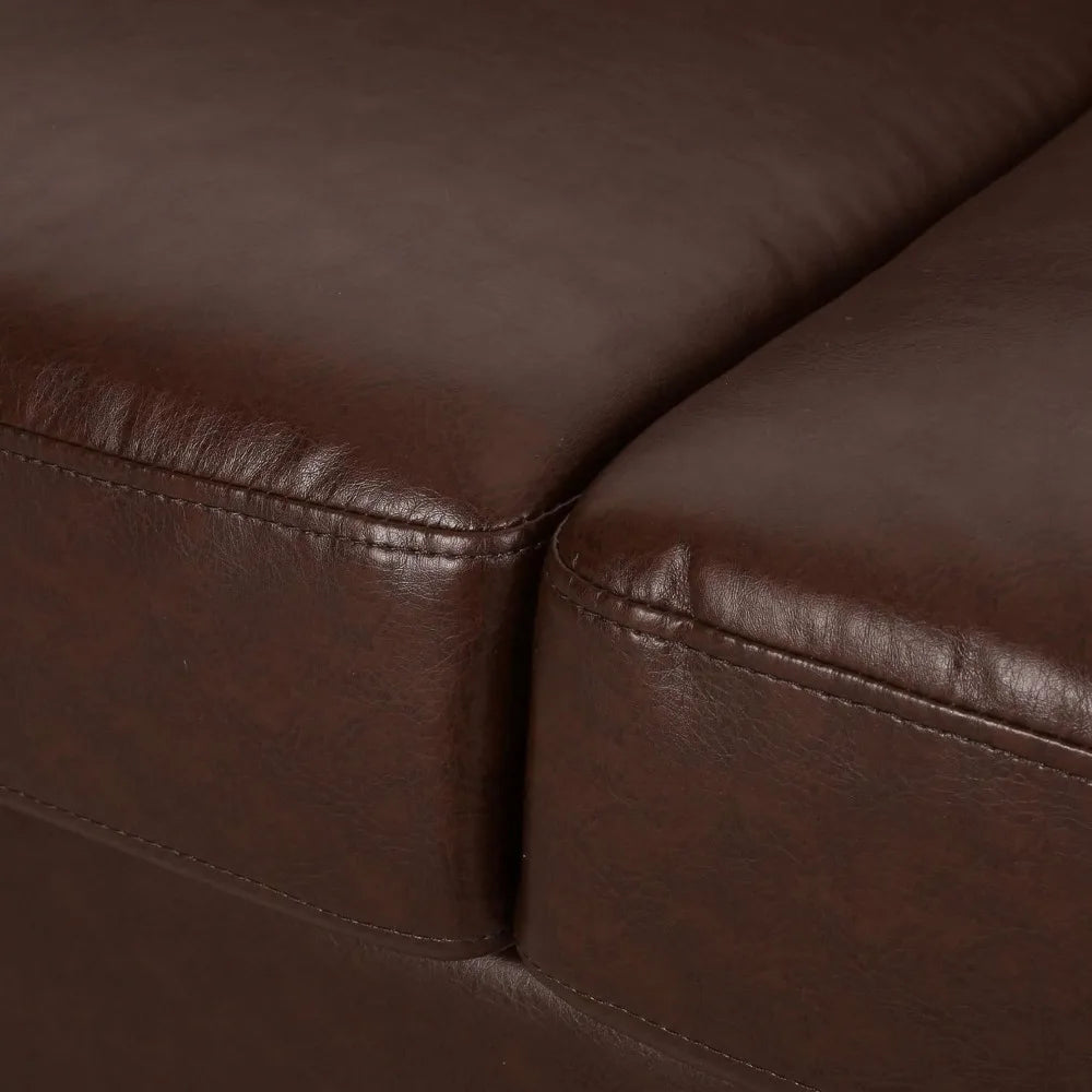 Christopher Knight Home Drury Channel Stitch 3 Seater Sofa with Nailhead Trim - Dark Brown