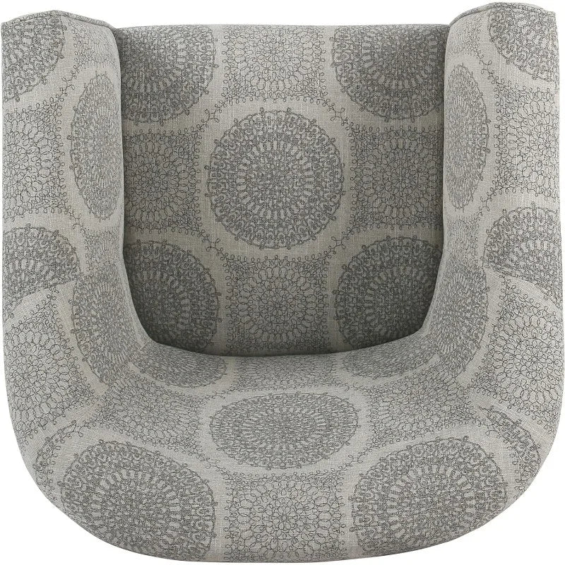 Barrel Shaped Accent Chair, Grey Medallion