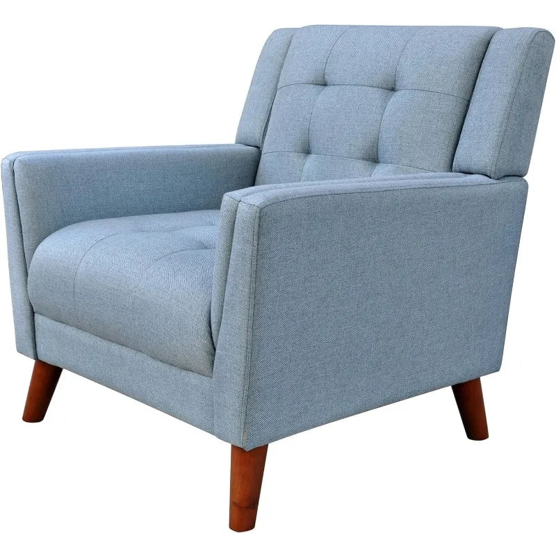 Beatrice Blue and Walnut Modern Arm Chair