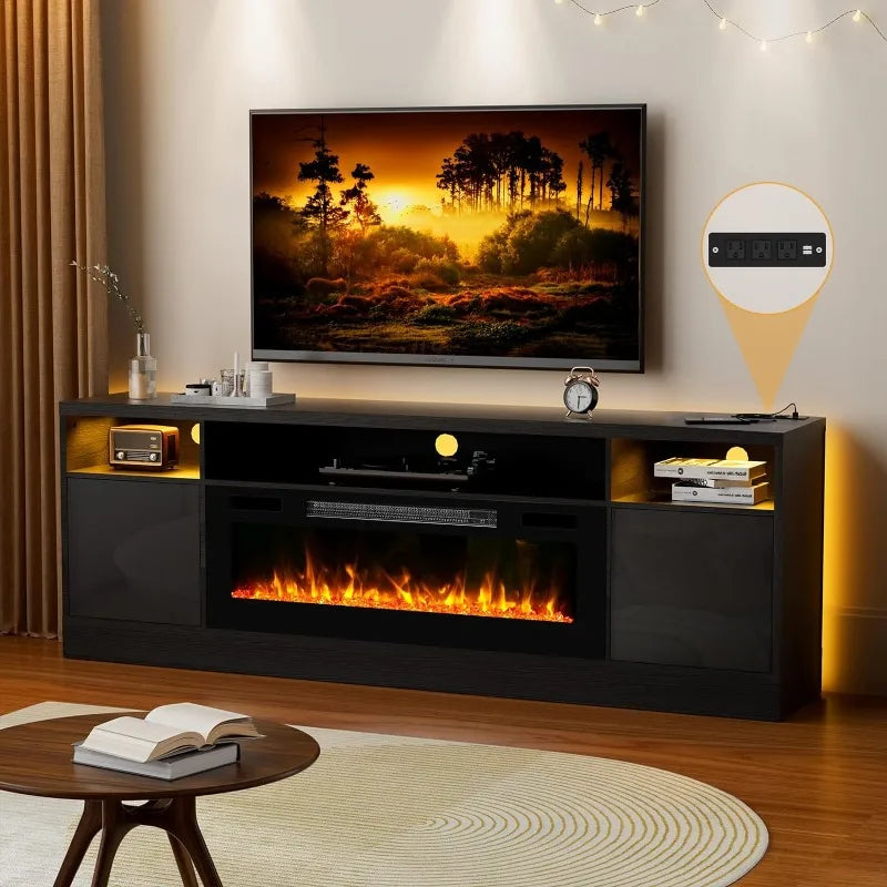 70'' TV Stand with 36'' LED Fireplace for 75+ inch TV