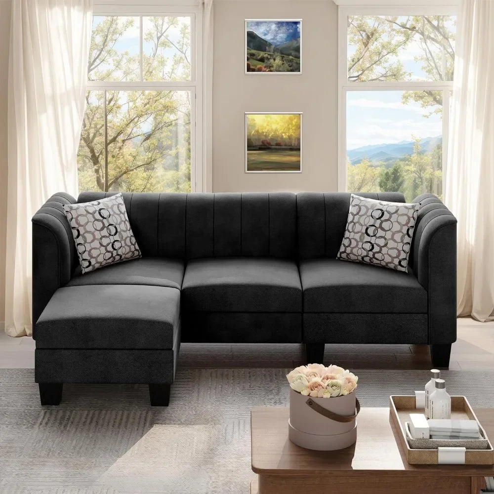 Margaret Deluxe Sectional Sofa in Black