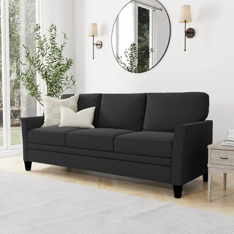 Mainstays Auden 3 Seat Classic Modern Sofa, Black