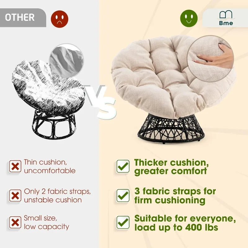 Wicker Papasan Chair with Soft Thick Density Cushion